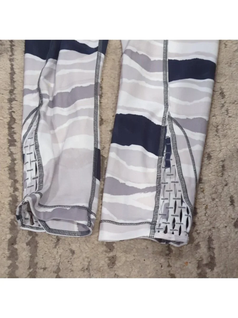 Lululemon True Self Crop Bleacher Stripe White Black